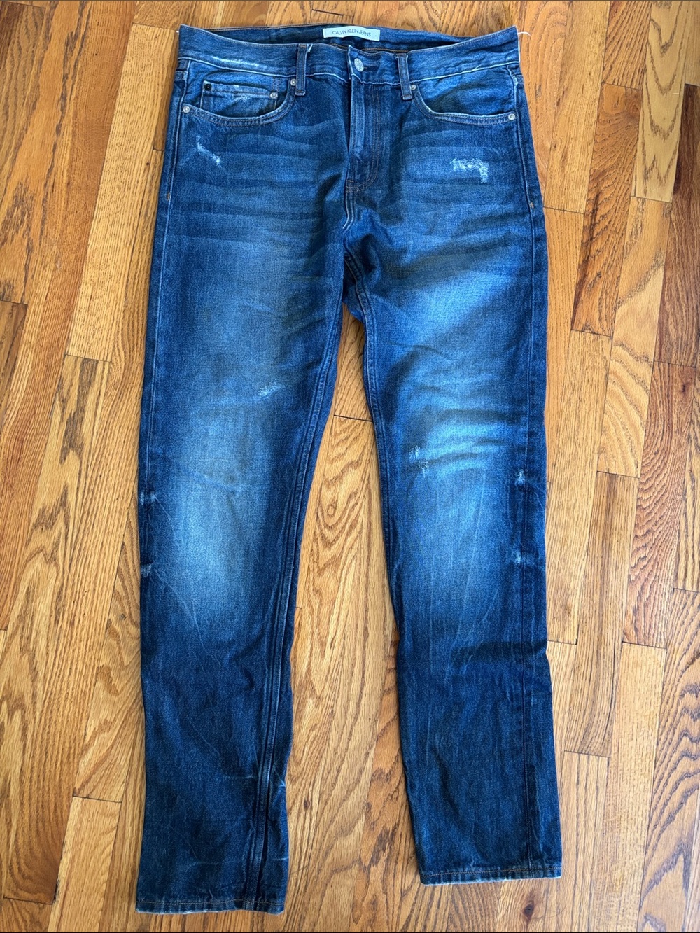 Calvin Klein Men's Slim Straight Dark Blue Jeans
